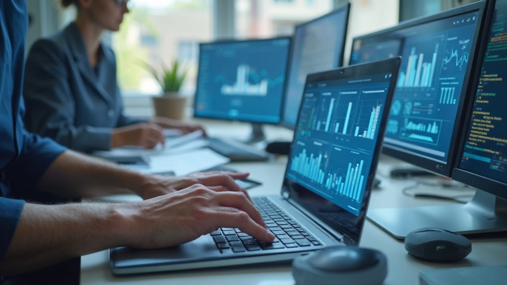 Рабочее пространство с современными цифровыми инструментами для обработки данных и анализа информации